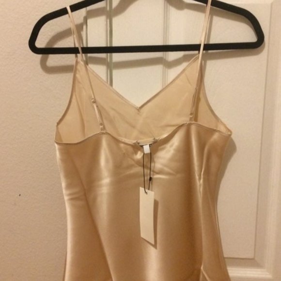 [NEW] [NWT] YEATION Silk Satin Slip Nightgown Rose Gold Pink Dress Chemise [M] - Picture 3 of 8